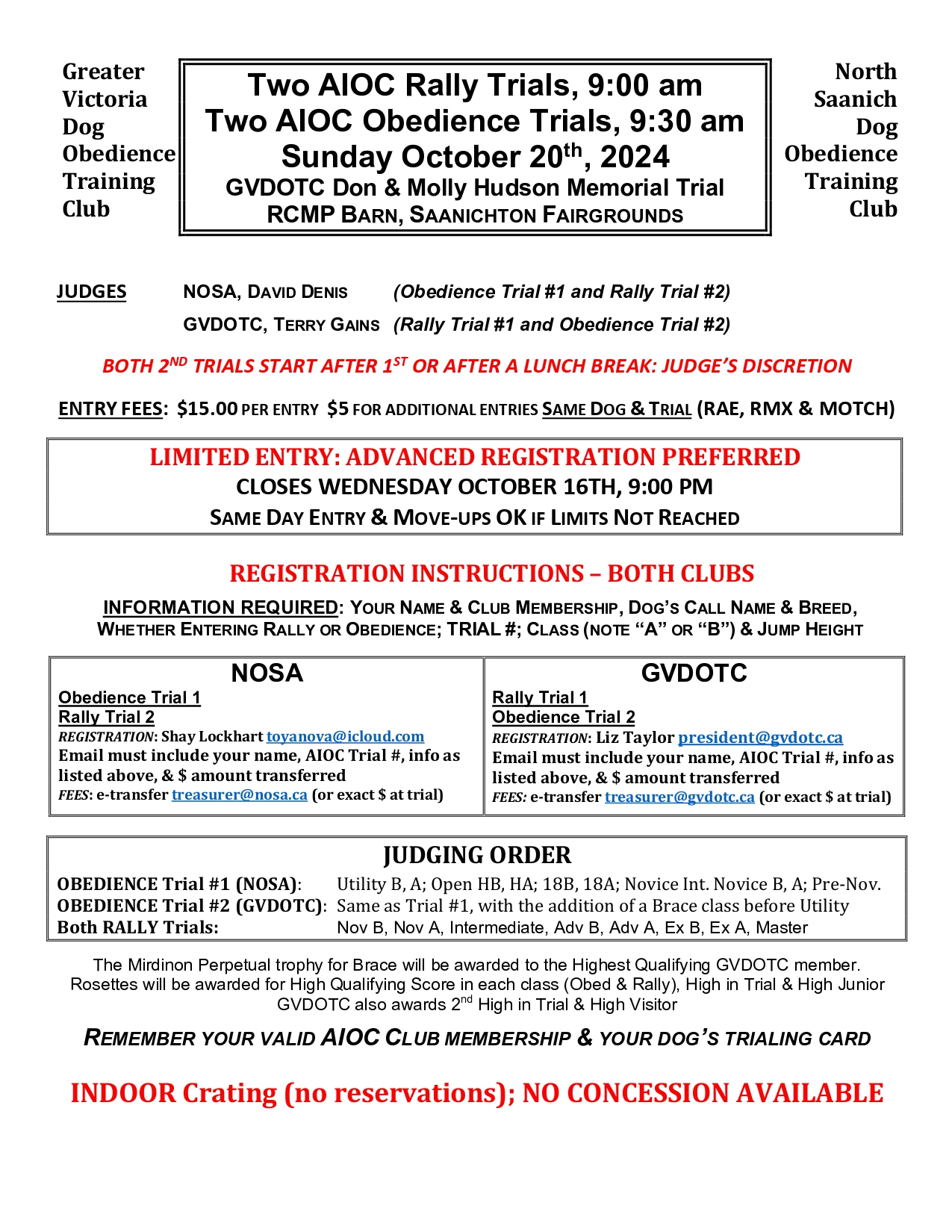 AIOC Obedience & Rally Trials – October 20, 2024